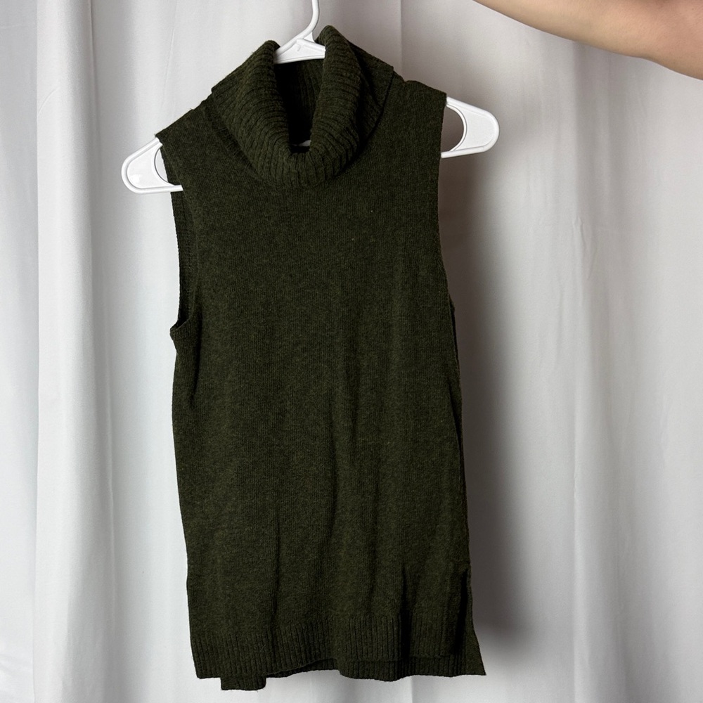 J. Crew Olive Green Sleeveless Turtleneck Sweater